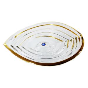 Crystalite Bohemia tanier Wave zlatý ráfik 36 cm
