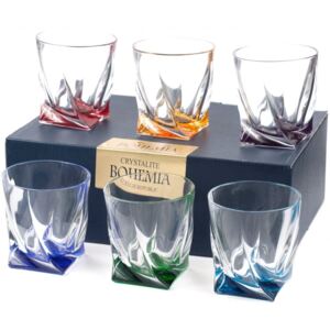 Crystalite Bohemia poháre Quadro whisky farebné 340 ml, 6 ks