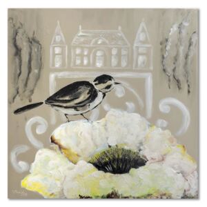 Obraz CARO - White Flower And Black Bird 30x30 cm