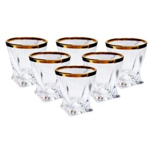 Crystalite Bohemia Quadro vodka so zlatým ráfikom 55 ml, 6 ks