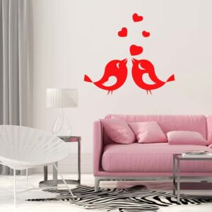 GLIX Birds in love - samolepka na stenu Červená 60x55 cm