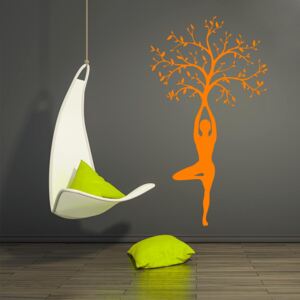 GLIX Yoga tree - samolepka na stenu Oranžová 55x30 cm
