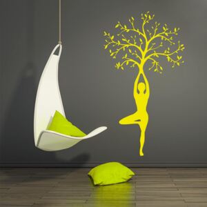 GLIX Yoga tree - samolepka na stenu Žltá 55x30 cm