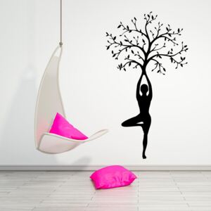 GLIX Yoga tree - samolepka na stenu Čierna 55x30 cm