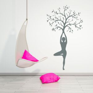 GLIX Yoga tree - samolepka na stenu Šedá 55x30 cm