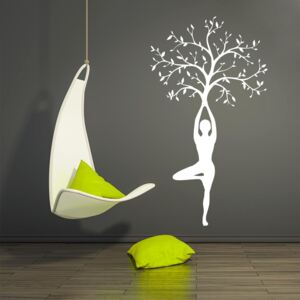 GLIX Yoga tree - samolepka na stenu Biela 90x50 cm