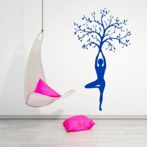 GLIX Yoga tree - samolepka na stenu Modrá 55x30 cm