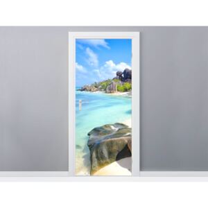 Gario Samolepiaca fólia na dvere Tropický ostrov La Digue 95x205cm