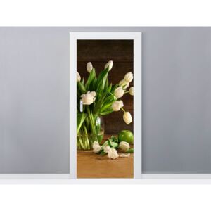 Gario Samolepiaca fólia na dvere Krásne biele tulipány 95x205cm