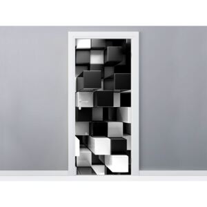 Gario Samolepiaca fólia na dvere Čierno-biele 3D kocky 95x205cm