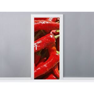 Gario Samolepiaca fólia na dvere Červené chilli papričky 95x205cm