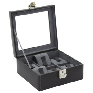 Čierny kožený box na 6 hodiniek Friedrich Lederwaren Infinity