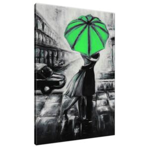Ručne maľovaný obraz Zelený bozk v daždi 70x100cm RM2473A_1AB
