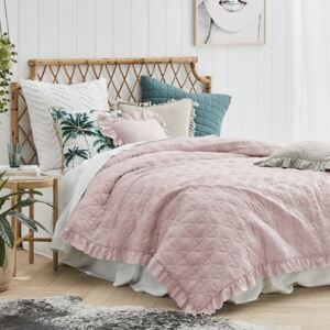 Ružová prešívaná prikrývka na manželskú posteľ 220 x 240 cm Ružová