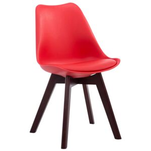 Stolička Borne V2 ~ plast / koženka, drevené nohy orech Farba Červená