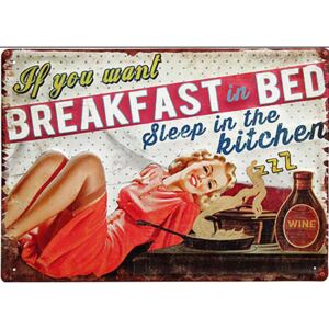 Ceduľa Breakfast in Bed 40cm x 30cm Plechová tabuľa