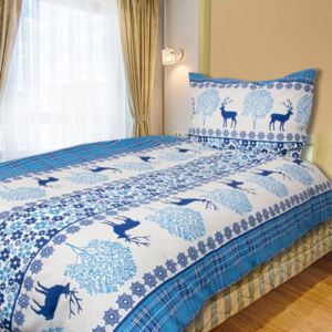 REINDEER modrá- 140x200cm bavlnené obliečky