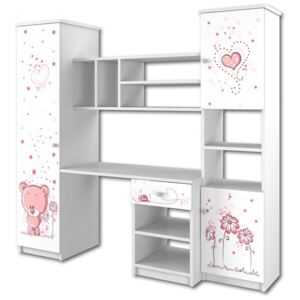 DO Ružový macík detská nábytková stena