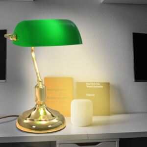 Bankárska stolová lampa zelená a zlatá 40 W
