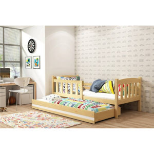 Detská posteľ s prístilkou FERDA, 80x190, borovica/biela