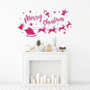 GLIX Merry Christmas Santa I. - nálepka na stenu Růžová 50 x 25 cm