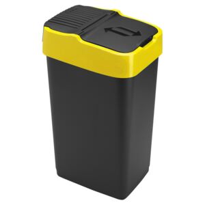Heidrun Odpadkový kôš 35 l, čierny so žltým pruhom
