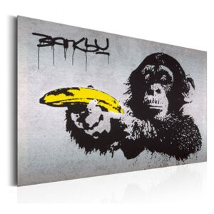 Bimago Plechová cedule - Monkey with Banana Gun by Banksy 46x31 cm
