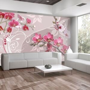 Fototapeta Bimago - Flight of pink orchids + lepidlo zadarmo 100x70 cm