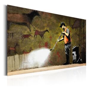Bimago Plechová cedule - Cave Painting by Banksy 46x31 cm