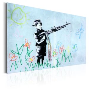 Bimago Plechová cedule - Boy with Gun by Banksy 46x31 cm