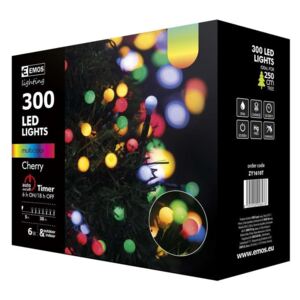 ZY1610T vianočná reťaz CHERRY 300LED multicolor IP44 30m + časovač