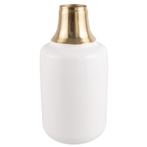 Biela váza s detailom v zlatej farbe PT LIVING Shine, výška 28 cm
