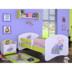 Detská posteľ bez šuplíku 180x90cm MACKO V AUTE 2 - zelená