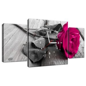 Obraz s hodinami Ružová ruža 80x40cm ZP1141A_3AX