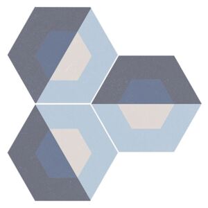 Dlažba/obklad modrá s geometrickým vzorom 25x29cm CUBE BLUE