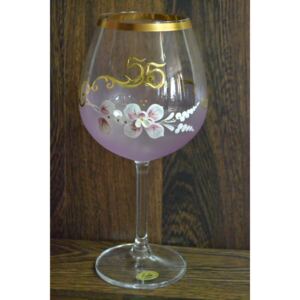 Výročný pohár na 55. narodeniny - NA VÍNO - ružový (v. 23 cm)