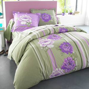 Blancheporte Posteľná bielizeň Roselyne zn. Colombine, bavlna lila/zelená jednolôžko 70x90,140x200cm