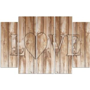 CARO Obraz na plátne - Love On Brown Boards 100x70 cm