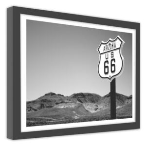 CARO Obraz v ráme - Arizona Us 66 80x60 cm Čierna