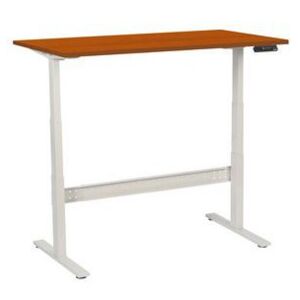 Výškovo nastaviteľný kancelársky stôl Manutan, 140 x 80 x 62,5 - 127,5 cm, rovné vyhotovenie, ABS 2 mm, čerešňa