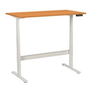 Výškovo nastaviteľný kancelársky stôl Manutan, 140 x 80 x 62,5 - 127,5 cm, rovné vyhotovenie, ABS 2 mm, buk
