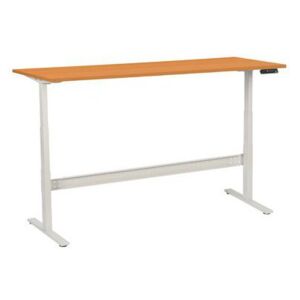Výškovo nastaviteľný kancelársky stôl Manutan, 200 x 80 x 62,5 - 127,5 cm, rovné vyhotovenie, ABS 2 mm, buk