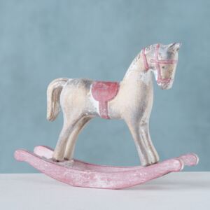 Boltze Drevený dekoračný koník - ružový 11 cm