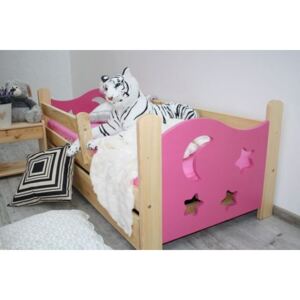 OVN Detská posteľ SEVERKA pink+borovica 70x160+rošt