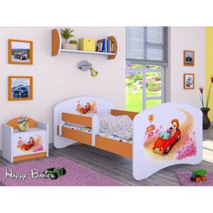 Detská posteľ bez šuplíku 160x80cm spievajúci AUTO - oranžová