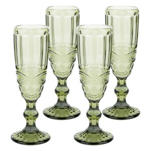 Vintage poháre na šampanské, 4ks, 150ml, zelená, SAVOY TYP 4