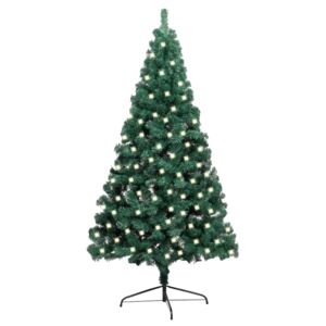 Umelý polovičný vianočný stromček s LED a podstavcom zelený 120 cm PVC