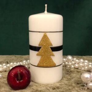 Darčeky.Online Vianočná sviečka zlatý strom malá biela