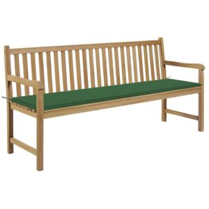 Záhradná lavička a zelená podložka 175 cm teakový masív