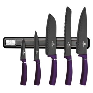 Sada nožov s magnetickým držiakom 6 ks Purple Metallic Line